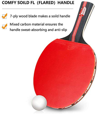 Image of Allnice Ping Pong Paddle Set with Balls, 2 Rackets and 3 Ping Pong Balls Table Tennis Set with Carry Case for Beginners, Professionals, Trainers and Amateurs, Indoor or Outdoor Play