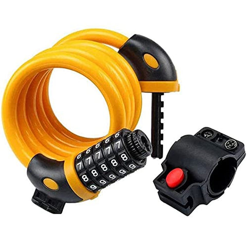 Image of FABSPORTS Bike Lock Cable,4 Feet / 1.2 Meter, High Security 5 Digit Resettable Combination Coiling Bicycle Cable Lock for Bicycle Outdoors, 12mm Thick