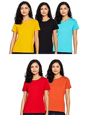 Amazon Brand - Symbol Women's Regular Work Utility T-Shirt (SYMTEEPO5_Multicolor 7 S)