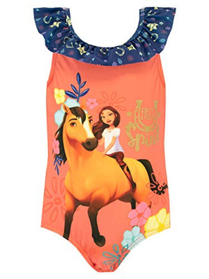 DreamWorks Girls' Spirit Riding Free Swimsuit, Multi Color, 10