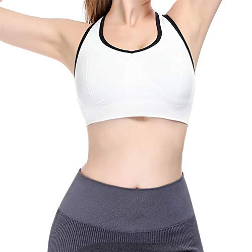 NanaDay Racerback Sports Bras for Women High Impact Workout Gym Yoga Activewear Bra 3-Pack (Black+Grey+White, 2XL)