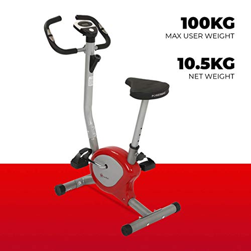 PowerMax Fitness BU-200 Exercise Bike - Red & Silver
