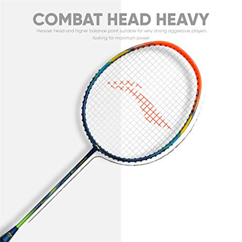 Image of Li-Ning G-Force 3700 Superlite (AYPQ088-5) Carbon Fiber Strung Badminton Racquet (Navy/Orange) with Free Full Cover, Set of 1