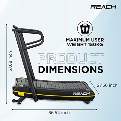Image of Reach NM-200 Curved Manual Treadmill for Home Gym | Fitness Equipment for Walking, Jogging & Running | Cardio Exercise Gym Machine for Full Body Workout | 150kgs Max User Weight