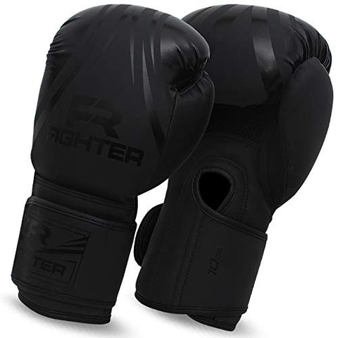 Image of Fighter Boxing Gloves Perfect for MMA Training, Punching Bag, Kickboxing, Muay Thai Boxing Gloves for Men, Women and Adult (Black, 12 oz)