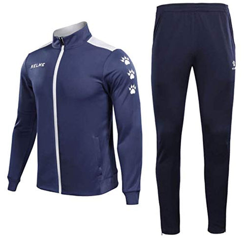 Image of KELME Tracksuit Sets for Mens, Womens, Boys and Girls – 2 Piece Set Includes Track Jacket ans Pants (Dark Blue/White, X-Small (Adult))
