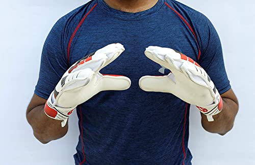 Mianova Goalie Goalkeeper Gloves Latex Palm Soccer Gloves Super Grip with Finger Protection for The Toughest Saves Youth & Adult Sizes for Boys& Girls, Color Red 30 Days Warranty. (6)