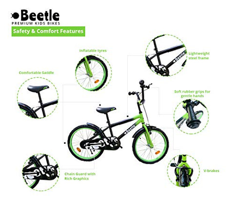 Image of Beetle Storm 1.0 20T Kids 12 Inches Steel Frame Cycle for Boys & Girls, Age Group - 6 to 10 yrs,Green and Black