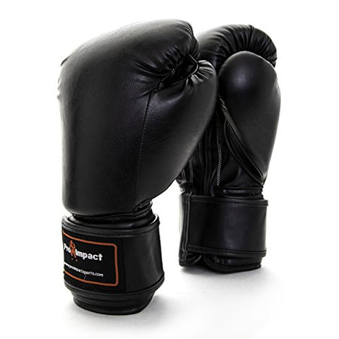 Image of Pro Impact Pro Style Boxing Gloves Black 16 Oz