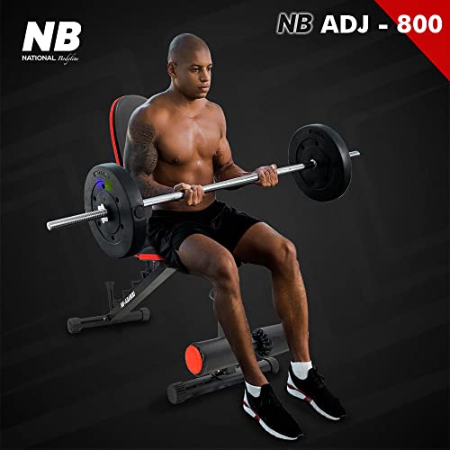 National Bodyline Manual Adjustable Weight Bench Full Body Workout Machine, Foldable Inclined Decline Flat Fitness Home Gym Bench Press ( Black) - Weight Capacity: 150 Kg