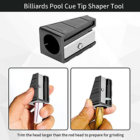 Image of VGEBY 3Pcs Billiards Pool Cue Tip Shaper Tool, Portable Cue Tip Trimmer Shaper Tapper Repair Tool Accessory(Black)