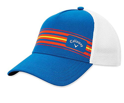 Image of Callaway Golf Stripe Mesh Hat, Royal/White/Orange