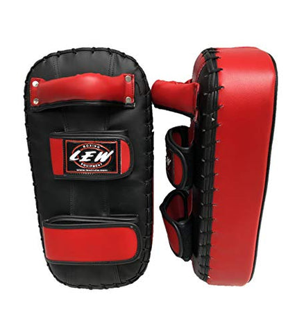 Image of LEW Synthetic Leather Muay Thai MMA Kickboxing Training Single Piece Kick Focus Pads (Red)