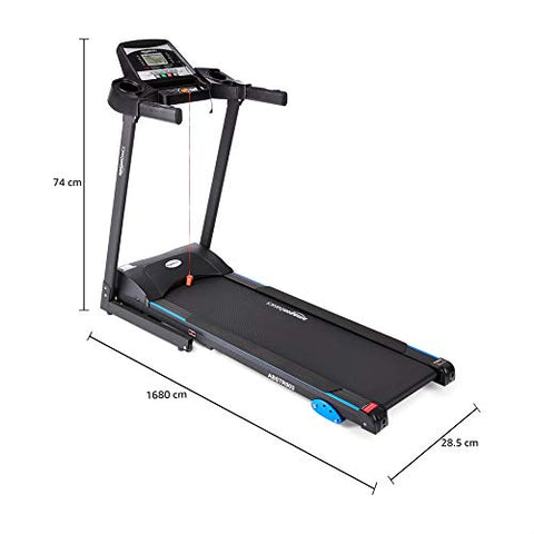 Image of AmazonBasics DC Motorized Black Treadmill with 3 Level Manual Incline, 1.5 HP Continuous and 3.0 Peak Power, Max Speed 14 kmph, Max Weight 110 Kg