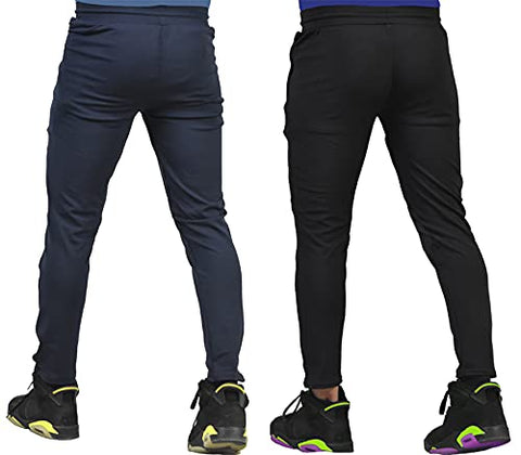 Image of SELLOUS MAKES YOU FEEL LIKE SHOPPING WITH DEVICE Men's Slim Fit Track Pants (Pack of 2)(Combo-Track-2440_Black & Blue_Large)
