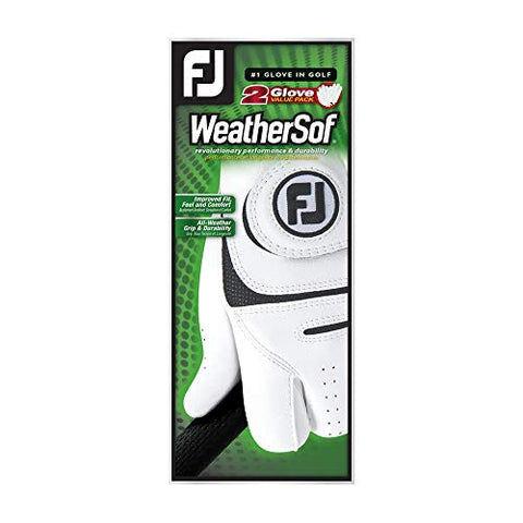 Image of FootJoy Men's WeatherSof 2-Pack Golf Glove White Large, Worn on Right Hand