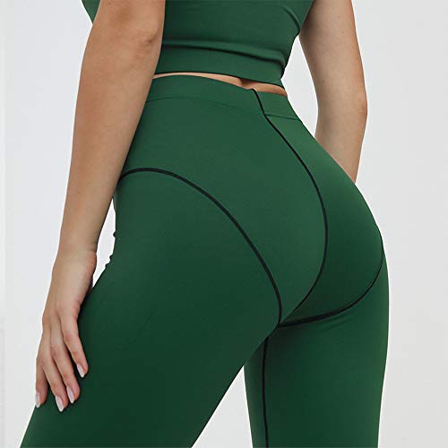 Glamaker Women's 2 Piece Yoga Workout Tracksuit Outfits - Sport Tank Crop Top and Compression High Waisted Leggings Casual Activewear Sets Green Small