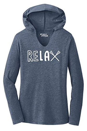 Ladies Hoodie Shirt Relax Lacrosse T Shirt Navy Frost S