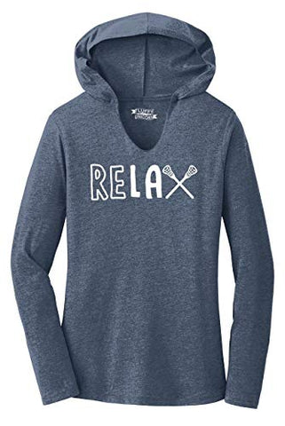Image of Ladies Hoodie Shirt Relax Lacrosse T Shirt Navy Frost S