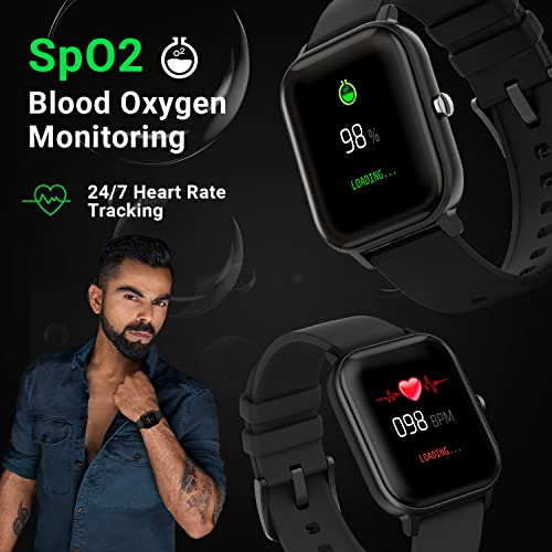 Fire-Boltt SpO2 Full Touch 1.4 inch Smart Watch 400 Nits Peak Brightness Metal Body 8 Days Battery Life with 24*7 Heart Rate monitoring IPX7 with Blood Oxygen, Fitness, Sports & Sleep Tracking (Black)