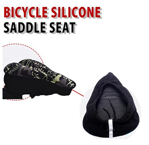 Image of ReenSham Silicone Green Camouflage Bicycle Saddle Seat and Cycling Cushion Pad Gel Cover