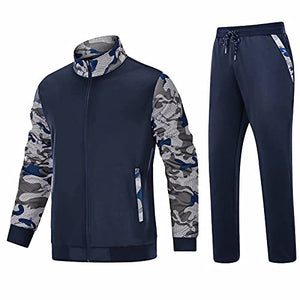 Tracksuit Men 2 Piece Casual Sweatsuit for Men Yoga Set Winter Gym Jacket Warm Set Athletic Suit Gym Jackets Running Pants Fleece Lined Tracksuit