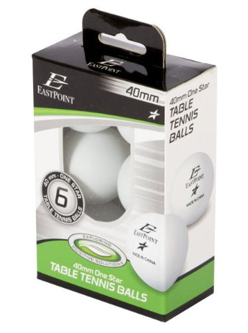 Image of Eastpoint Table Tennis / Ping Pong White Balls 40mm One Star (6 pack)