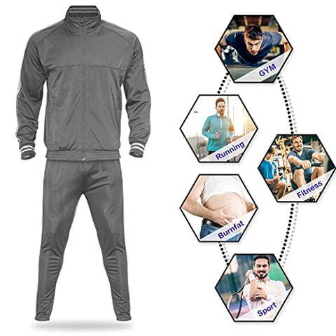 Image of Mens Athletic 2 Piece Tracksuit Sets Casual Jogging Suits Full Zip Sports Set Stand-up collar Sweatsuit fo Men GrayM