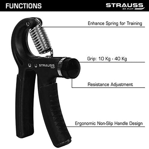 Image of Strauss Adjustable Hand Grip Strengthener, (Black)