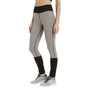 CHKOKKO Women Yoga Track Pants Stretchable Sports Tights Grey Blackk Medium