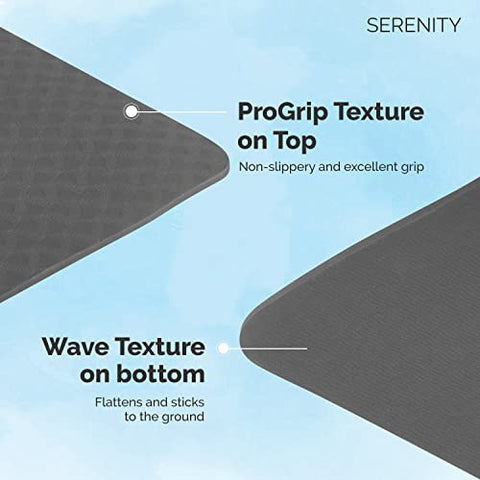 Image of Serenity Everyday Yoga Mat & Carry Strap for Men, Women & Kids Fitness | EVA Material Extra Thick, Long & Wide Exercise Mat For Home Gym, Yoga, Meditation, Pilates & Outdoor Workout | Soft, Easy to Fold, Anti Skid, Anti Slip (6MM, Granite Grey)