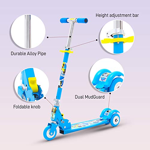 GoodLuck Baybee Skate Scooter for Kids 3 Wheel Lean to Steer 3 Adjustable Height with Suspension for Kids Boys & Girls- Blue