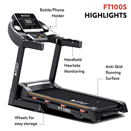 Fitkit FT100S (3.25HP Peak) Motorized Treadmill with Free Home Installation, 1 Year Warranty and Trainer Led Sessions by Cult.Sport