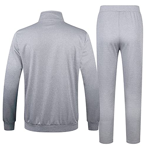 Rdruko Men's 2 Piece Tracksuit Set - Full Zip Athletic Sweatsuit Outfit Jogger Running Sport Set(Light Grey, US XXL)