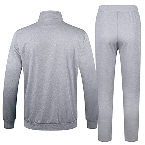 Image of Rdruko Men's 2 Piece Tracksuit Set - Full Zip Athletic Sweatsuit Outfit Jogger Running Sport Set(Light Grey, US XXL)