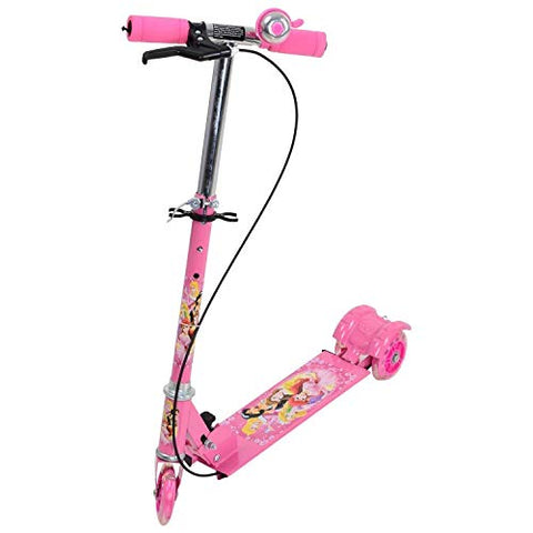 JOYESTA Kick Scooter for Kids 3 Wheeler Foldable Kick Skating Cycle with Brake and Bell, LED on Wheels and Height Adjustable for Boys and Girls for 3-7 Years (Pink)