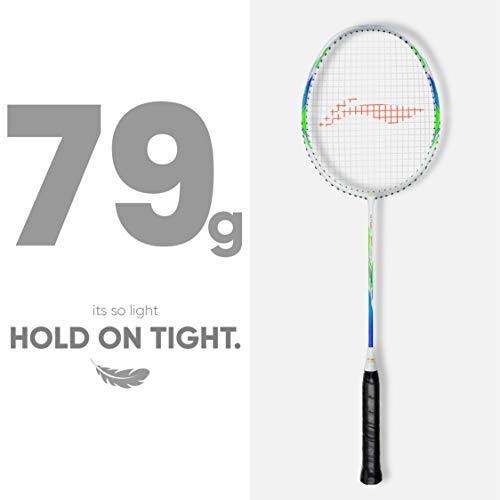 Li-Ning G-Force 3900 Superlite (AYPQ092-5) Carbon Fiber Strung Badminton Racquet with Free Full Cover(Set of 1,White/Blue)