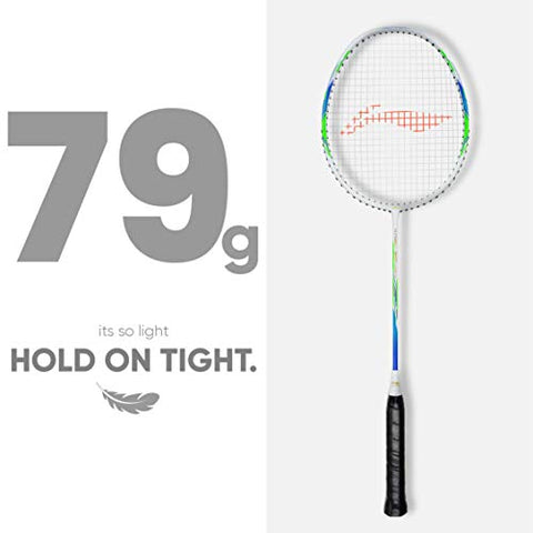 Image of Li-Ning G-Force 3900 Superlite (AYPQ092-5) Carbon Fiber Strung Badminton Racquet with Free Full Cover(Set of 1,White/Blue)