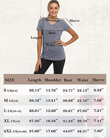 Image of CHICHO V Neck Pocket T-Shirts Women, Outwear Sweat-Wicking Stretch Short Sleeve Teen Shirt Loose Fit Quick Dry Absorb Sweat Working Out Sport Top Blue XXLarge