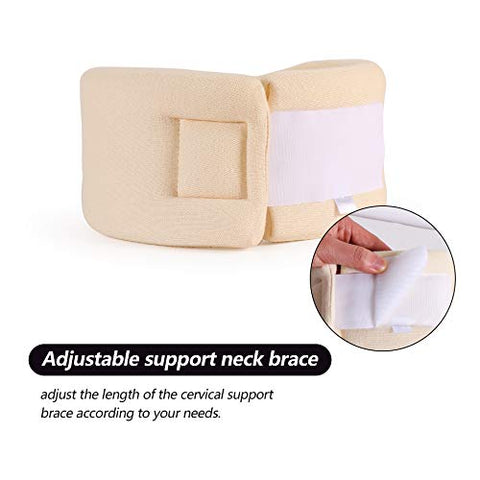 Image of Soft Foam Neck Brace Universal Cervical Collar, Adjustable Neck Support Brace for Sleeping - Relieves Neck Pain and Spine Pressure, Neck Collar After Whiplash or Injury (3" Depth Collar, M)