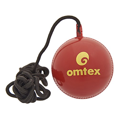 Omtex Cricket Ball Hanging and Knocking Ball with Cord for Batting Practice Size:5.5 Diameter 2.5 Cms
