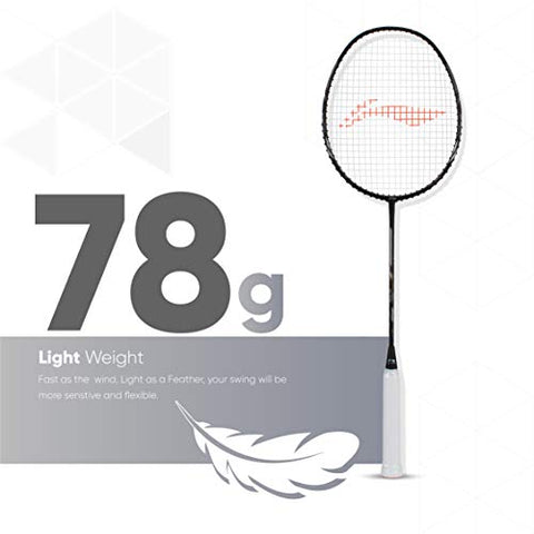 Image of Li-Ning Air Force 78 G2 Carbon Fibre Strung Badminton Racket with Full Cover (Black/silver)