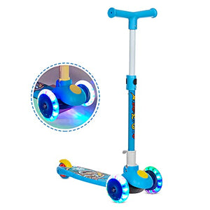 NHR Smart Kick Scooter, 3 Adjustable Height, Foldable,Front Wheel Light & PVC Wheels for Kids (3 to 8 Years ,Blue)