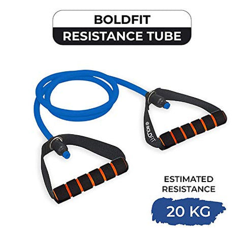 Image of Boldfit Resistance Tube with Foam Handles (Blue -20KG)