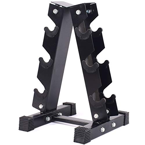 A-Frame Dumbbell Rack Only-6 Tier Weight Rack for Dumbbells, Dumbbell Stand - Dumbbell Holder - Dumbbell Rack Stand - Weight Racks for Dumbbells in 3,4,5,6 Tiers (580 LBS) (Black - Holds 3 pairs)