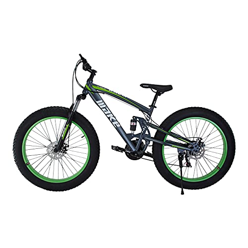 Amardeep cycles 26 inches Fat Tyre Wheel, Steel Frame- 18 inches, Speed Double Disc Brake with Magnesium Alloy Wheels Sports Folding All-Mountain Cycle for Unisex (Green) Over 23 Years