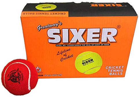 Image of SIXER Rubber Cricket Tennis Balls (Maroon, Standard)