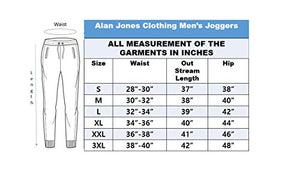 Alan Jones Clothing Men's Slim Fit Joggers (JOG18-D95-MIL-L_Black, White_L)