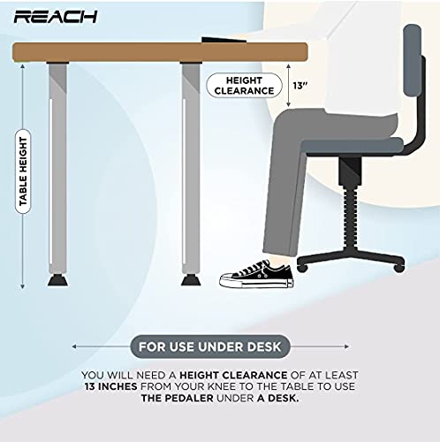 Reach Digital Pedal Exercise Machine Mini Fitness Cycle with Fixing Strap, Adjustable Resistance and LCD Display - Fits Under Desk and suitable for Light Exercise of Legs & Arms, and Physiotherapy at Home