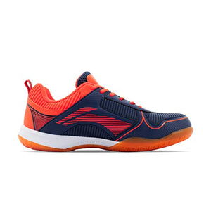 Li-Ning ATTACK PRO II Synthetic Badminton (Non-Marking) Shoes, 2 UK (NAVY/ORANGE)